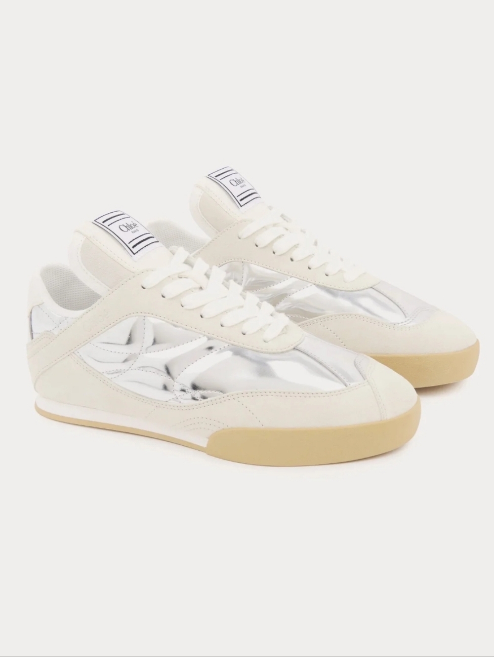 $750 CHLOE Kick Low-Top LOGO Suede Metallic Sneakers EU 39 US 9 BNIB